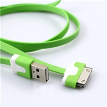 厂家批发扁线小面条苹果充电数据线IPHOEN4数据线多彩面条送包装