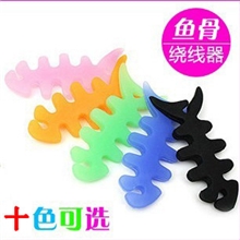 鱼骨绕线器pvc/iphone批发苹果手机耳机缠线器小鱼骨头卷线器