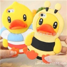 新款立体大黄鸭iphone4/5手机壳游泳圈、蜜蜂鸭子兔鸭硅胶保护套