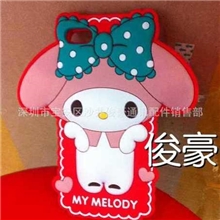 新款MYmelody蝴蝶结美乐蒂手机壳满版图花边波点可爱卡通保护套