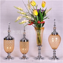 新款玻璃工艺品欧式家居饰品摆件高脚婚庆花瓶MS1852系列