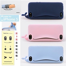 苹果iphone5可爱立体小鲸鱼手机壳iPhone4s硅胶保护壳软壳