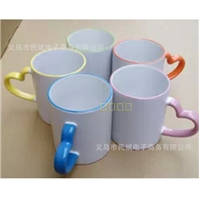心形把内彩杯批发边彩杯口彩杯变色杯子心把杯热转印杯子批发