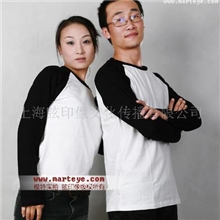 长袖空白T恤批发,情侣装,黑白插肩款情侣长袖T恤