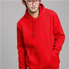 靓丽大红色男款连帽加厚情侣装卫衣百搭极简主义批发定制