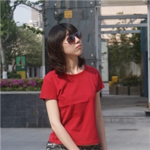 2014春夏枣红色情侣空白T恤批发深红色女款TEE情侣装打底衫