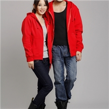 大红色开衫连帽情侣装卫衣简约百搭外套空白卫衣批发定制