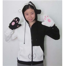 动漫周边批发弹丸轮破黑白熊男女款卫衣秋冬不倒绒卫衣带手套