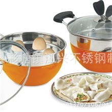 厂家直销供应江兴不锈钢蝴蝶风情套锅礼品套装锅炫彩蒸汤锅