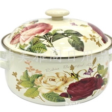 供应韩国日用品搪瓷汤锅24CM大玫瑰柿形锅电磁炉用锅缺货