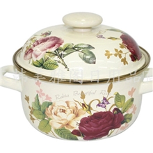 供应韩国日用品搪瓷蒸锅20CM大玫瑰福锅电磁炉专用锅