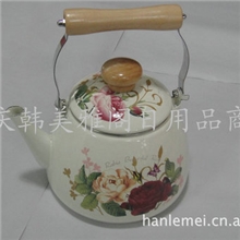 供应韩国日用品搪瓷水壶2.5升大玫瑰搪瓷水壶电磁炉用锅