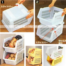 日式可叠加厨房收纳筐果蔬收纳篮多功能厨房置物架果蔬篮批发