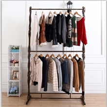 服装店展示架中岛架落地双杠服装架双层服装货架衣服架婚纱高档