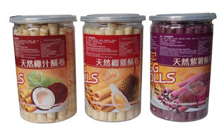 香港进口优米部落饼干桶装天然好味香香脆脆夹心蛋卷一罐230g