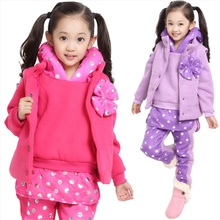 一件代发2013儿童套装秋冬款中大童运动女童圆点大卫衣三件套装