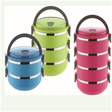 优质宏富不锈钢双层便当盒/饭盒/密封保鲜盒/防漏折叠式手柄提锅