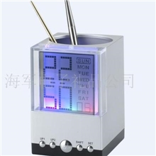 供应新款万年历笔筒七彩时钟笔筒万年历笔筒(图)