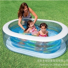 美国新款正品INTEX-57482透明椭圆水池儿童充气游泳池海洋球池