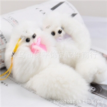 纯手工制作精品真獭兔毛狐狸手机饰品挂件淘宝赠品