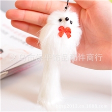 厂家批发精品手机饰品挂件仿兔毛白狐狸挂件赠品