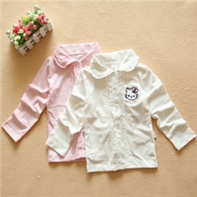 爆款外贸童装女童纯棉KITTY猫长袖开衫儿童t恤打底衫