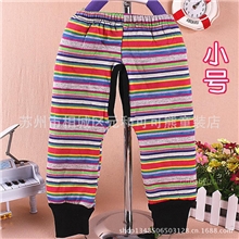 热销条纹夹棉开裆棉裤条纹束口保暖棉裤裤童裤45#