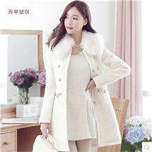 韩国代购尼子大衣2013秋冬女装新款韩版修身妮子外套女羊毛呢大衣