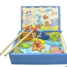 法国BOIKIDO木制益智玩具磁性钓鱼玩具钓鱼板游戏