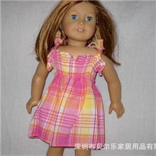 厂家供应15CM搪胶娃娃衣服红色格子连衣裙款式新颖