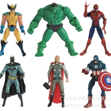 复仇者联盟英雄绿巨人玩具蝙蝠侠蜘蛛侠钢铁侠美国队长6款套装
