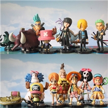 爆款动漫周边玩具厂家批发40款Q版海贼王路飞手办乔巴公仔套装