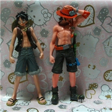 现货到动漫批发海贼王手办模型底板路飞+艾斯15CM彩色一对价