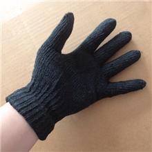 男士纯黑色手套男生五指全黑色毛线针织保暖手套加大版热销