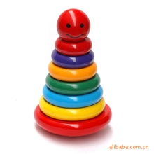 供应木制玩具七彩塔七彩套圈七彩虹还带不倒翁功能