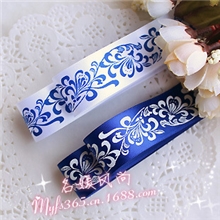 (1米价)2.5cm/25mm青花瓷印花丝带缎带中国风织带DIY辅料批发