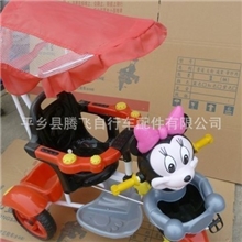 供应精品儿童手推车带遮阳棚护栏带音乐学步车手推三轮车