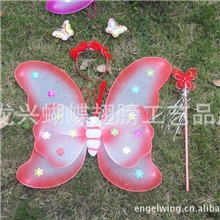 【厂家直销】双层蝴蝶翅膀三件套批发不掉金粉热销款一箱起批