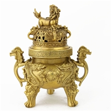 新品祥狮纯铜香炉中号镇宅招财金龙天狗炉摆件家居工艺品007