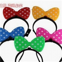 新款发光蝴蝶结发夹米妮头箍闪光发卡演唱会圣诞派对用品批发