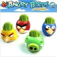 愤怒的小鸟DIY迷你办公室植物淘气郎桌面开心农场娃娃青草种植