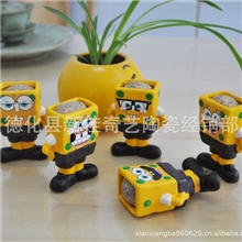 生态E园--青草种植陶瓷工艺摆设品草娃娃减压必备海绵宝宝