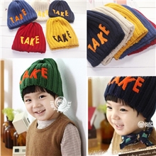 时尚韩版秋冬季童帽TAKE潮流字母毛线男童帽儿童帽子韩国帽子