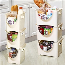 厂家直销新品叠加厨房置物架水果蔬菜架收纳筐框整理箱玩具收纳篮