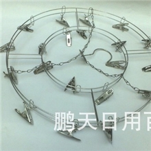 不锈钢晾衣架圆形双层实心20夹防滑晾晒架多夹防风袜架批发