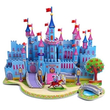 厂家直供立体拼图批发3D立体拼图智益拼图卡通城堡蓝色城堡