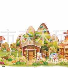 三只小猪纸质拼图立体拼图益智拼图童话故事拼图DIY拼图批发