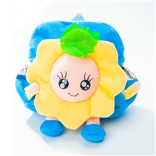 深圳厂家供应时尚太阳花毛绒书包宝宝双肩背包毛绒布包