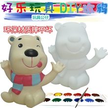 好乐卡通DIY陶瓷彩绘涂鸦搪胶儿童玩具公仔批发白模白坯hl-109