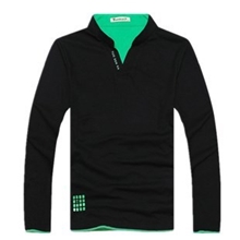 批发新款秋冬纯色立领纯棉T恤男长袖淘宝爆款特价时尚休闲男装